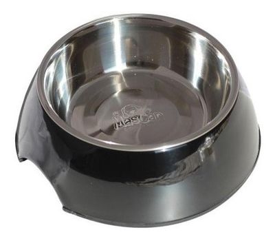 Plato Melamina Sólido Redondo Negro Talla S Perro