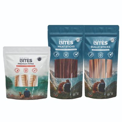 Pack Snack 1 Bully sticks + 1 Meat sticks + 1 Premium Pipes