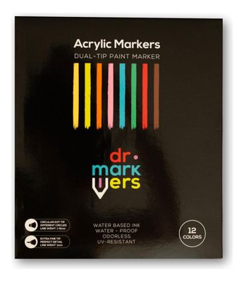 Caja Marcadores Acrilicos 12 colores Dr. Markers