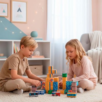 Imagen 2 del producto Juego Bloques Magnéticos 114pcs MineBlocks Ciudad Bandú