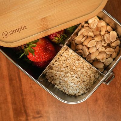 Imagen 2 del producto Tupper de Acero Inoxidable Tapa Madera 800 ml Simplit