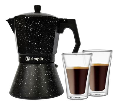 Imagen 2 del producto Pack Cafetera Italiana 12 Tazas + Set 2 Vasos Doble Pared