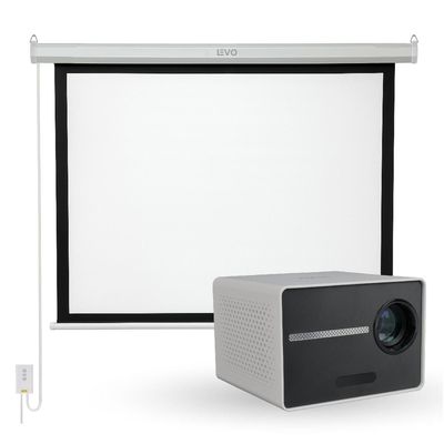 Imagen 1 del producto Proyector Portátil Halo 9000lm + Telón Electrico 100"" LEVO
