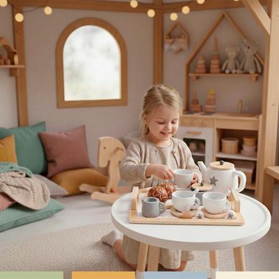 Imagen 2 del producto Set Juego Tazas De Té Juguete Didáctico 16pcs Madera Bandú