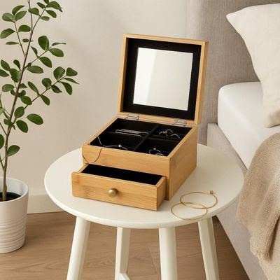 Imagen 2 del producto Joyero Organizador con Espejo y Cajón de Bambu 5Five