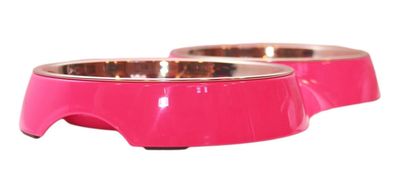 Imagen 2 del producto Plato Gato Doble Melamina Sólido Redondo Fucsia Mascan