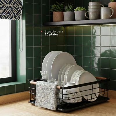 Imagen 2 del producto Secaplatos Escurridor 1 Nivel Acero Inox Negro Simplit