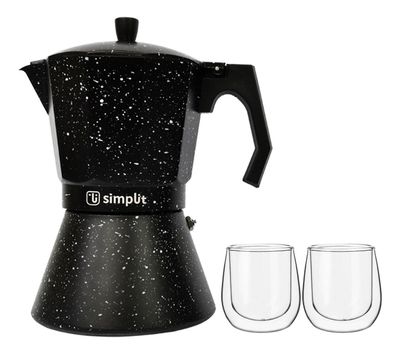 Pack Cafetera Italiana 12 Tazas + Set 2 Tazas Expreso 80 ml