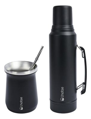 Termo Liquido Classic 1,3 lts + Mate Bombilla Lhotse Black