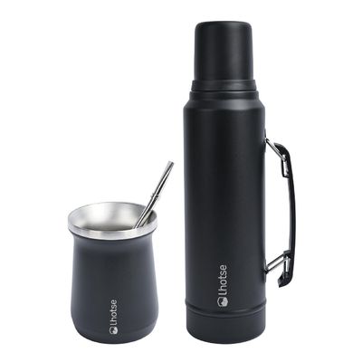 Termo Líquido Classic 1.3 lts + Mate Bombilla Black Lhotse