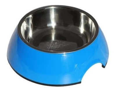 Plato Melamina Sólido Redondo Azul Talla S Perro Mascan