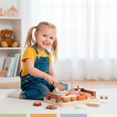 Imagen 2 del producto Set Juego Mini Cocina de Juguete Alimentos Madera Bandú