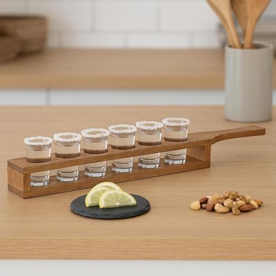 Imagen 2 del producto Set de 6 Vasos de Chupito con Soporte de Madera Secret de Gourmet