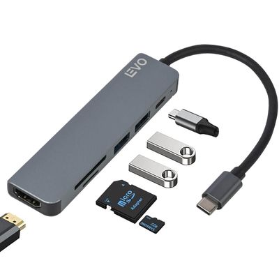 Hub USB-C Adaptador Multipuerto 6 en 1 Macbook Windows LEVO