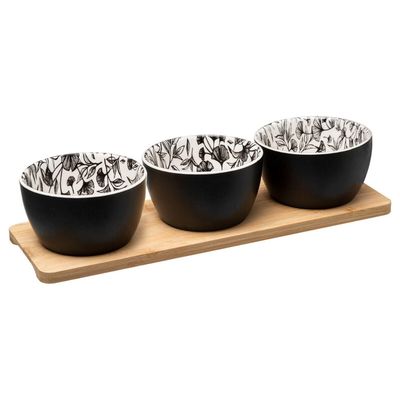 Set Tabla + 3 Posillos Aperitivo Black Secret De Gourmet