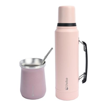 Termo Líquido Classic 1.3 lts + Mate Bombilla Pink Lhotse