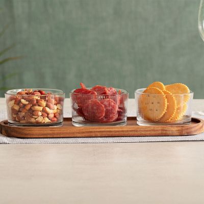 Imagen 2 del producto Set Aperitivo 4 Pza Vidrio y Base de Madera Secret de Gourmet