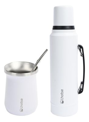 Termo Liquido Classic 1,3 lts + Mate Bombilla Lhotse White