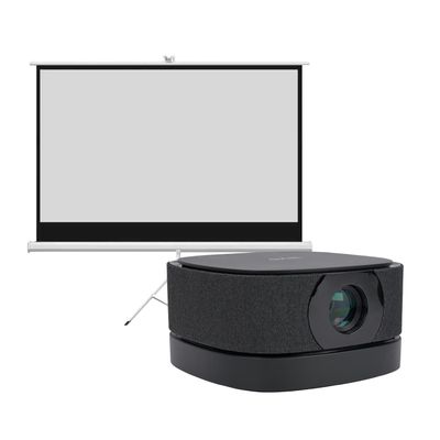 Proyector Portátil Lumix 9000lm + Telón Manual 80"" LEVO