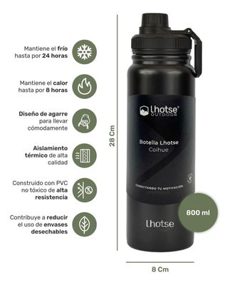 Imagen 2 del producto Botella Térmica Coihue Negra 800 ml Lhotse