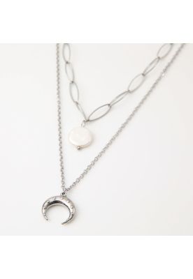 Collar Doble 19V69 Italia Plateado Mujer STNE207