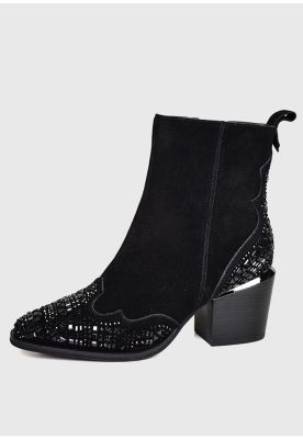 Imagen 2 del producto Botín Cuero Kusta Negro con prederia brillante