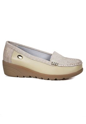 Mocasín Cuero Eliette Beige