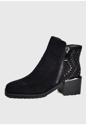 Imagen 2 del producto Botín Cuero Plunie Negro con prederia brillante