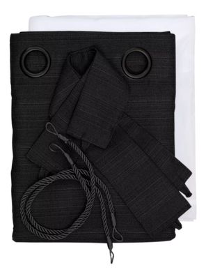 Set De Cortinas Mónaco De 8 Piezas 140x220cm Marca Idetex Negro