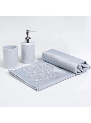 Set Cortina De Baño 4 Piezas Mashini
