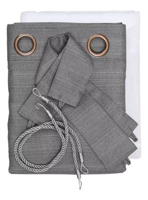 Cortinas Mónaco 140x220cm Set De 8 Piezas Marca Idetex Grafito