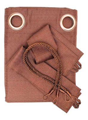 Cortinas Mónaco 140x220cm Set De 8 Piezas Marca Idetex Chocolate