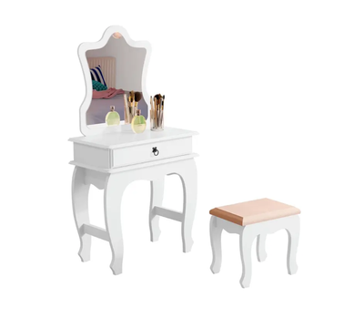 TOCADOR RETRO CON ESPEJO BLANCO
