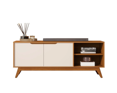 RACK TV 1,4M 2 PUERTAS CARAMELO PERLA