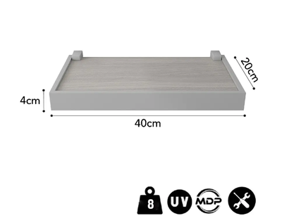 Imagen 2 del producto REPISA RECTA DUETTO CEMENTO CON SOPORTE Y BORDA GRIS