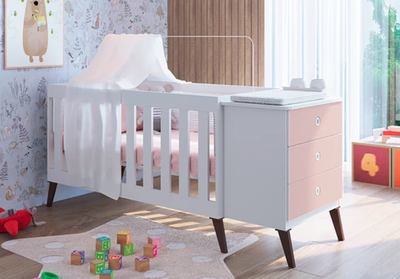 Imagen 2 del producto CUNA CON CAJONERA ENCANTO ROSADA