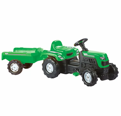 TRACTOR PEDALES RANCHERO VERDE CON CARRITO