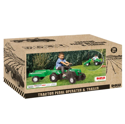 Imagen 2 del producto TRACTOR PEDALES RANCHERO VERDE CON CARRITO