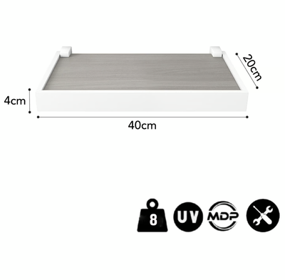 Imagen 2 del producto REPISA RECTA DUETTO CEMENTO CON SOPORTE Y BORDA BLANCO