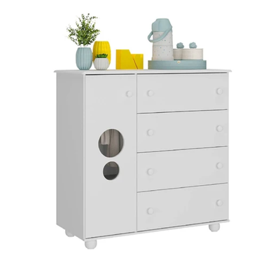 Imagen 1 del producto COMODA 4 CAJONES + PUERTA BLANCA