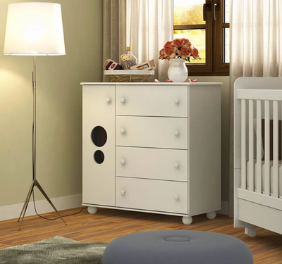 Imagen 2 del producto COMODA 4 CAJONES + PUERTA BLANCA