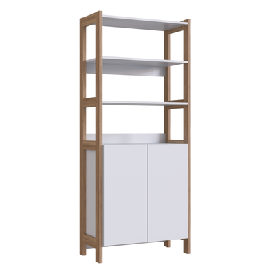 ESTANTE 3 DIVISIONES Y 2 PUERTAS BLANCO CASTAÑO EMOVELL