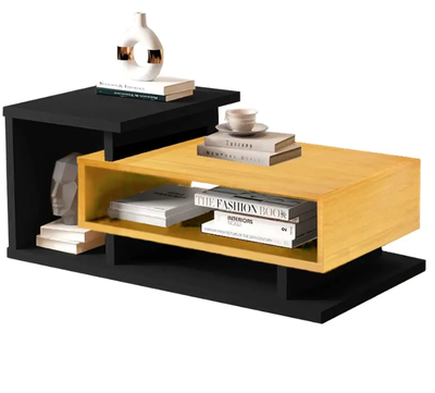 MESA DE CENTRO BOHO BICOLOR CARAMELO NEGRO