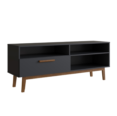 RACK CON 3 ESPACIOS Y PUERTA PARA TV 55' NEGRO EMOVELL