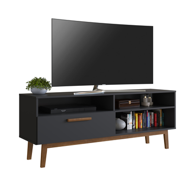 Imagen 2 del producto RACK CON 3 ESPACIOS Y PUERTA PARA TV 55' NEGRO EMOVELL