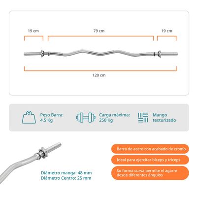 Imagen 2 del producto Barra Preolimpica Bodytrainer Curva Z 1.2M