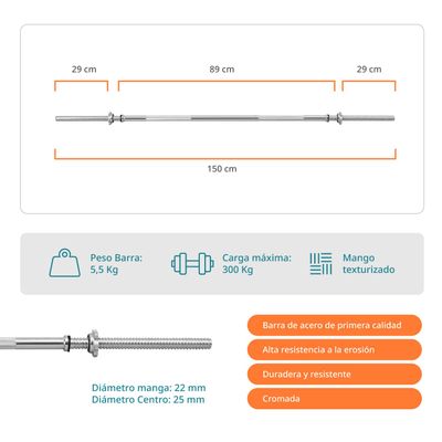 Imagen 2 del producto Barra Preolimpica Bodytrainer 1.5M