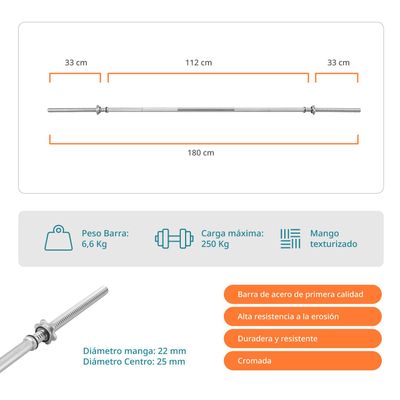 Imagen 2 del producto Barra Preolimpica Bodytrainer 1.8M