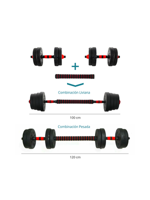 Imagen 2 del producto Set Bodytrainer Mancuerna Ajustable mas Extensión 15 KG