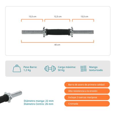 Imagen 2 del producto Barra Mancuerna Preolimpica Bodytrainer PRF 40 CM